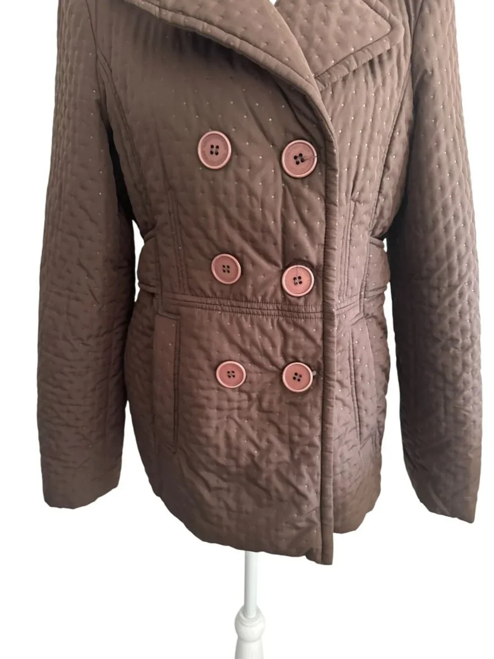 JONES NEW YORK Brown Double Breasted Coat Jacket Size Medium